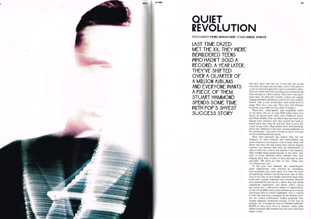 Dazed & Confused spread, Apr 2010: Quiet Revolution, The xx